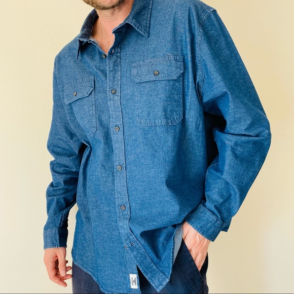 Wrangler Other - Vintage WRANGLER Blue Denim Long Sleeve Button Down Flex For Comfort Shirt